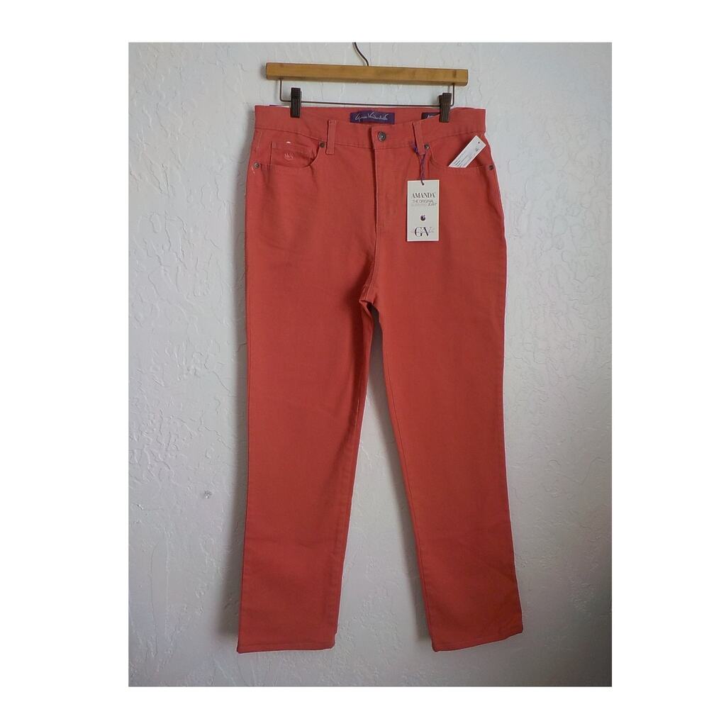 Gloria Vanderbilt Orange Denim Jeans Women size 8 Amanda Original Slimming NWT
